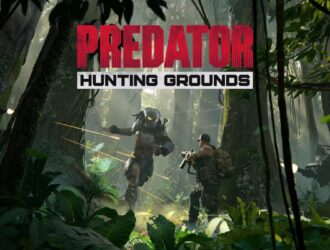 Predator Hunting Grounds oyunundan bir sahne: Predator, ormanda gizlenmiş bir grup avcıyı avlıyor.