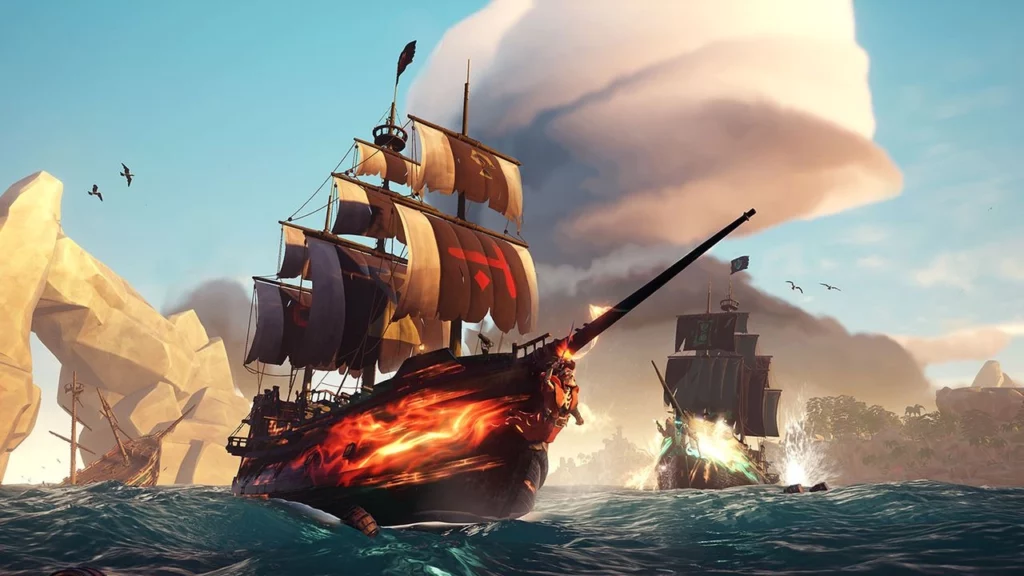 Sea of Thieves korsanları, geniş denizlerde yelken açıyor, hazine arıyor ve efsanevi maceralara atılıyor.